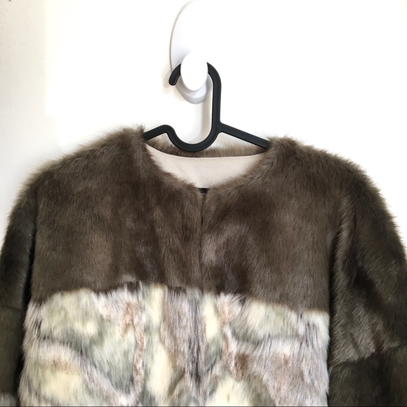 Zara Multi-color Contrasting Faux Fur Jacket Coat - Picture 6 of 15